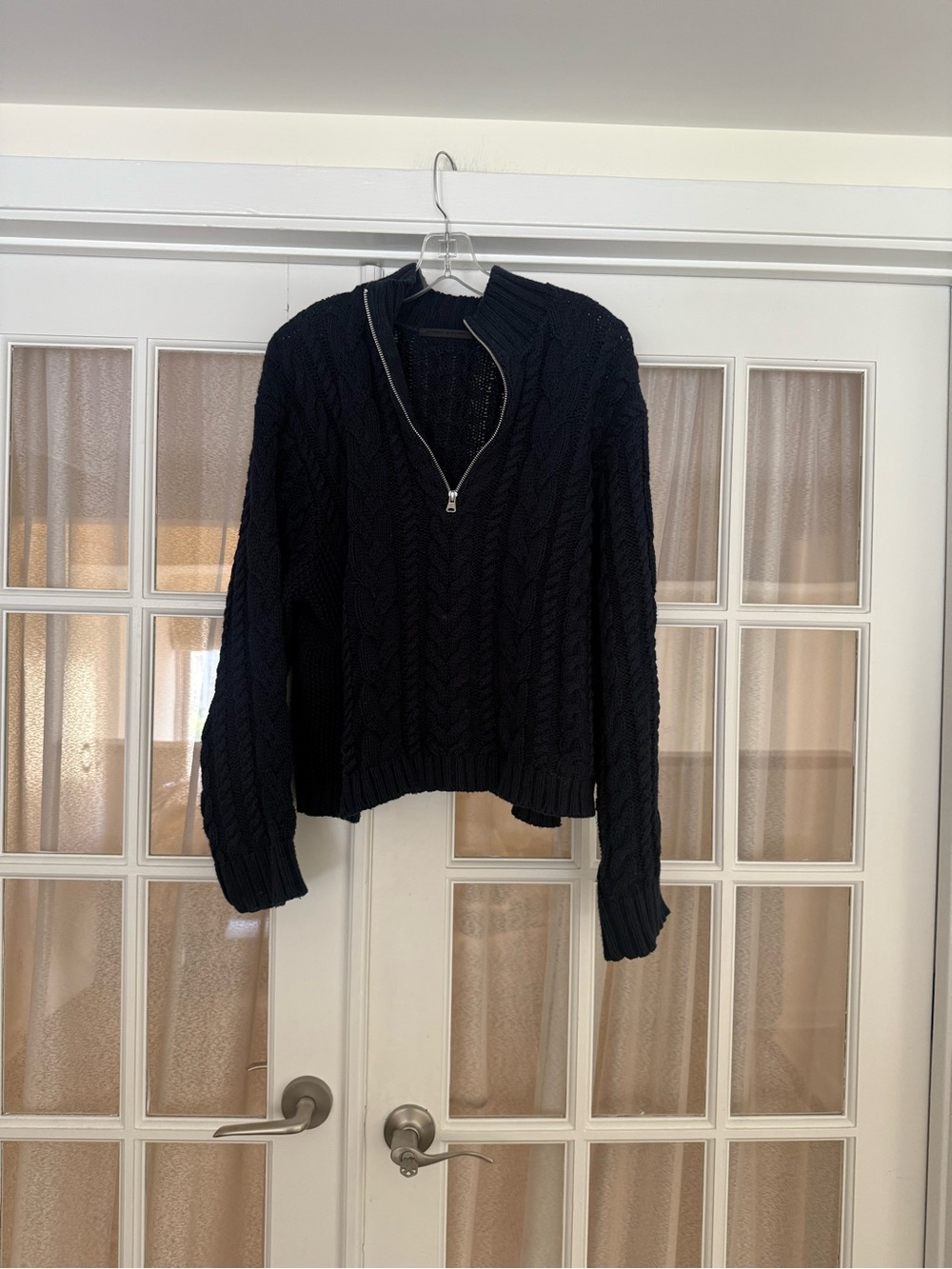 Jenni Kayne Navy Cable-Knit Half-Zip Sweater
